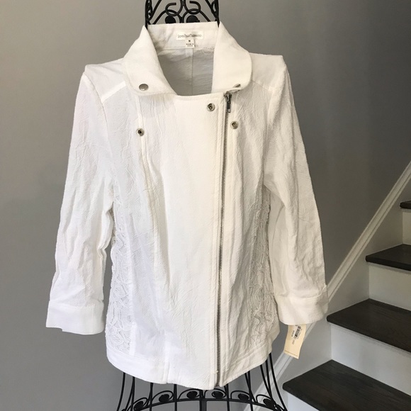New JohnPaulRichard White Light Zip Up Jacket M - Picture 3 of 8